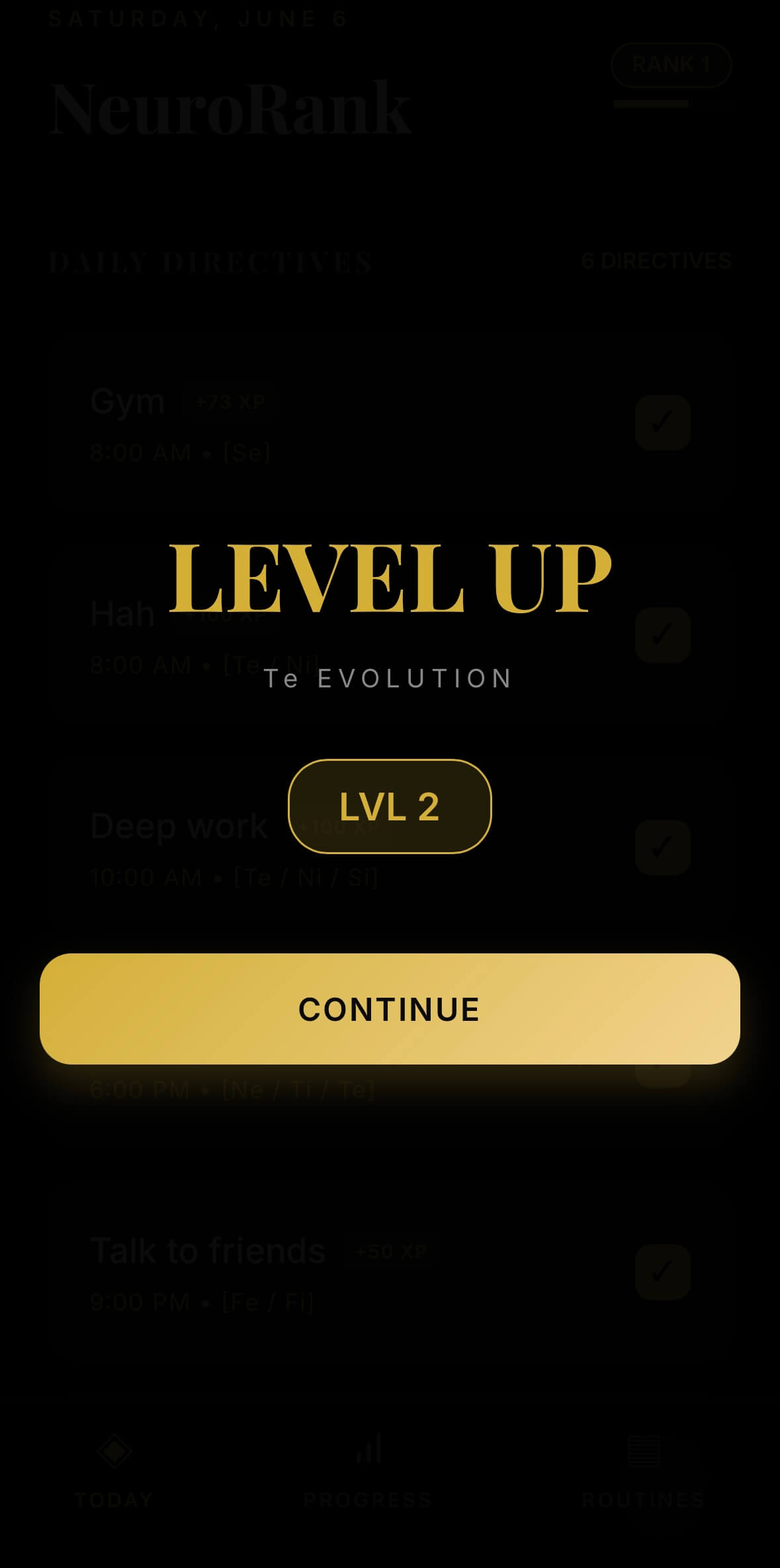 Level Up Interface
